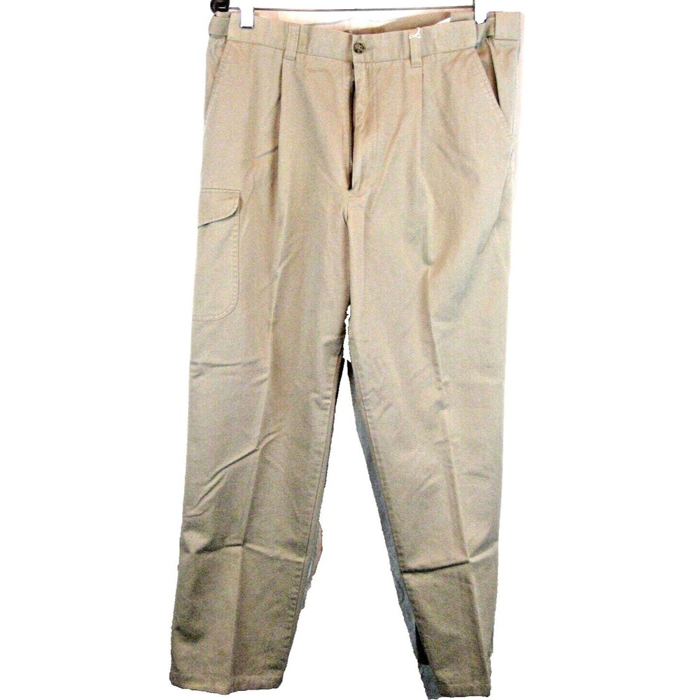 Mens Norm Thompson Khaki Cotton Stretch Waist Cargo Pants sz 36x30